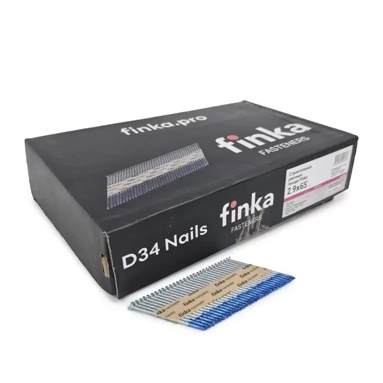 Строительные реечные гвозди Finka D34 2.9х65 Ring кольцевая накатка (2000 шт)