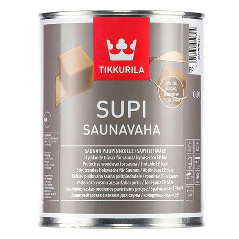 Защитный воск Tikkurila Supi Saunavaha (Тиккурила Супи Саунаваха) для бани колеруемый, 0,9 л