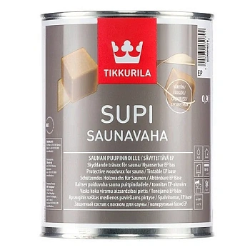 Защитный воск Tikkurila Supi Saunavaha (Тиккурила Супи Саунаваха) для бани колеруемый, 0,9 л